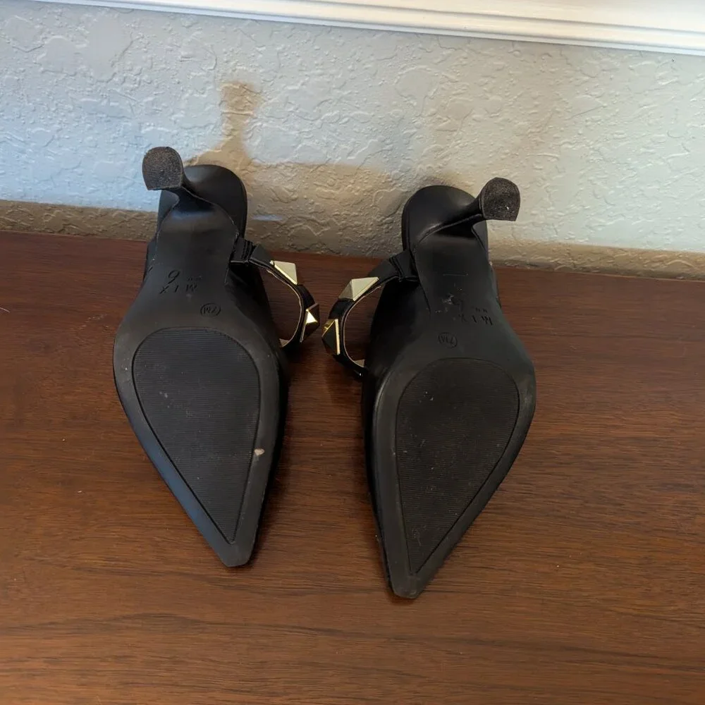 Mix No 6 Ingra Black Mules W/ Gold Stud Details - Picture 5 of 5